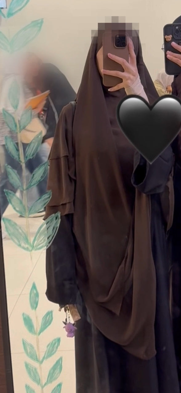 خمار جورجيت ثلاث طبقات بني غامق