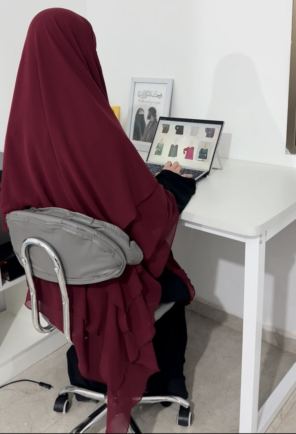 خمار جورجيت ثلاث طبقات خمري