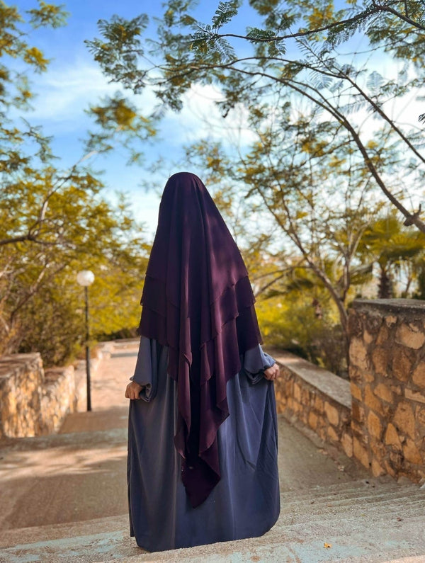 خمار جورجيت ثلاث طبقات بنفسجي